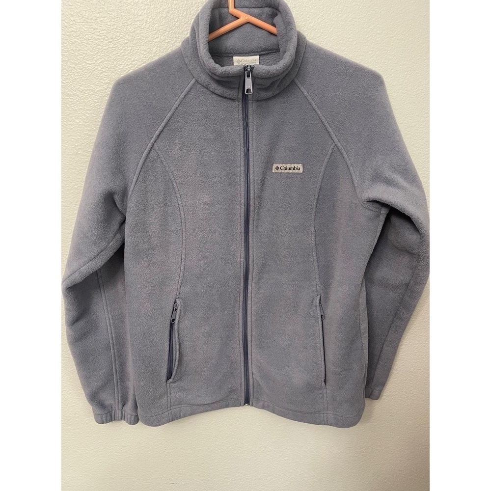 Columbia Women’s Benton Springs Blue Grey Full Zip Fleece Jacket Size Large - Picture 1 of 7